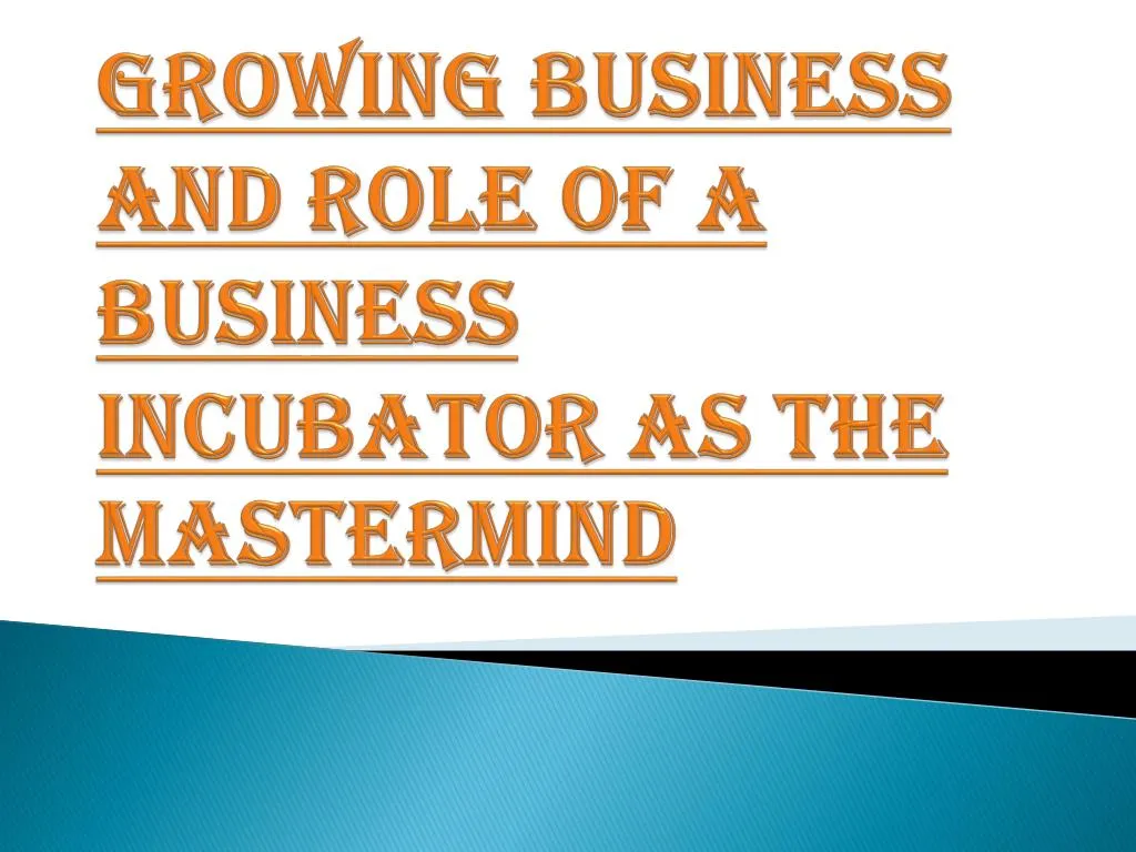 growing business and role of a business incubator as the mastermind
