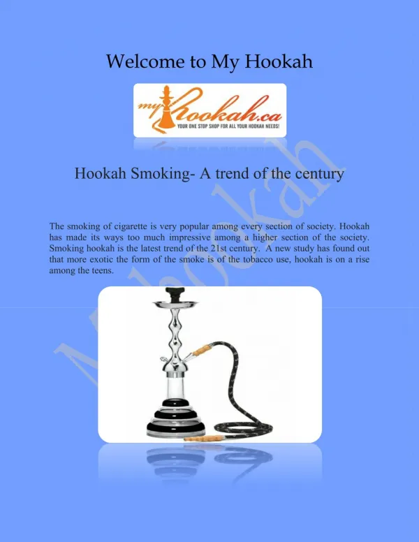 Online Hookah and Hookah Charcoal Online presented by myhookah.ca