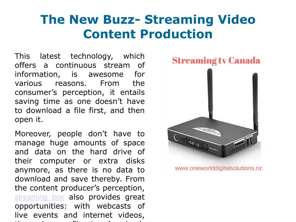 the new buzz streaming video content production