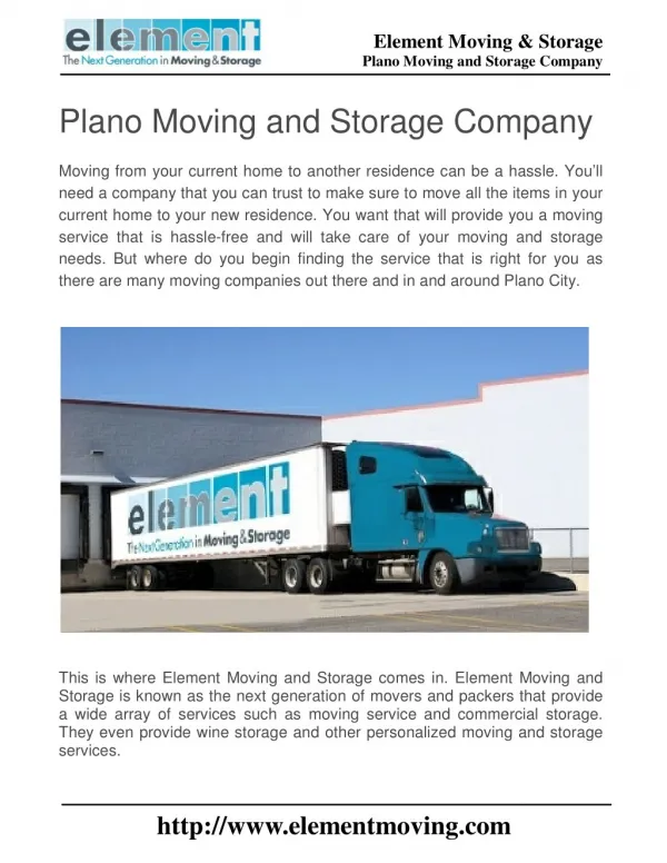 Plano Moving and Storage Company