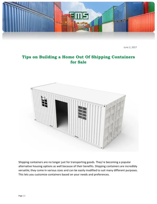 Tips on Building a Home Out Of Shipping Containers for Sale