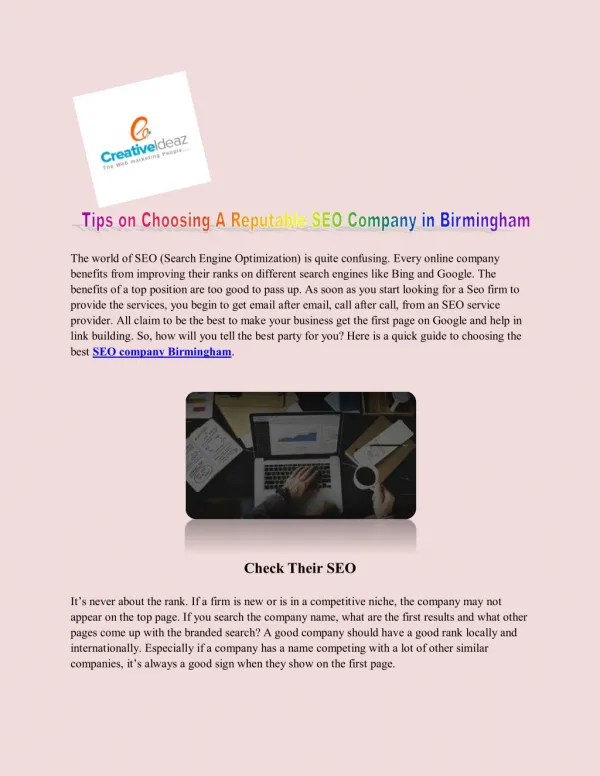 Tips on Choosing A Reputable SEO Company in Birmingham