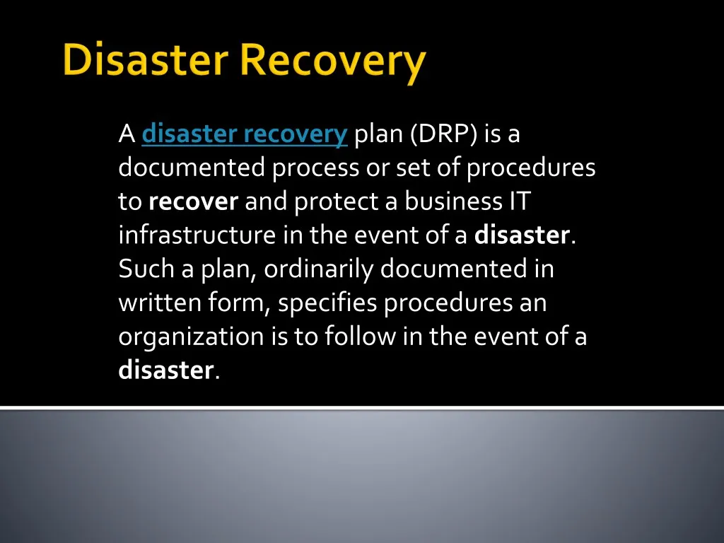 a disaster recovery plan drp is a documented