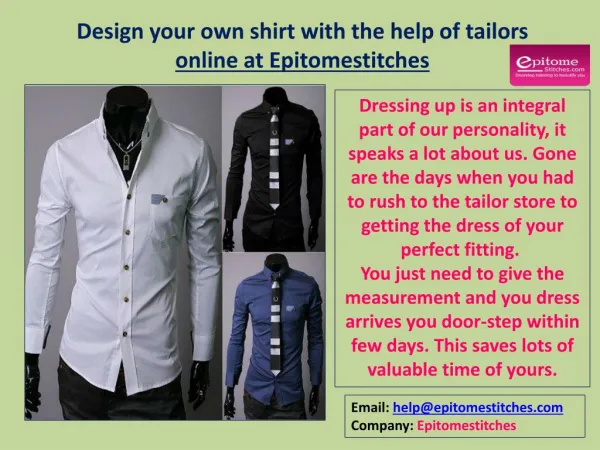 Design your own shirt with the help of tailors online at Epitomestitches
