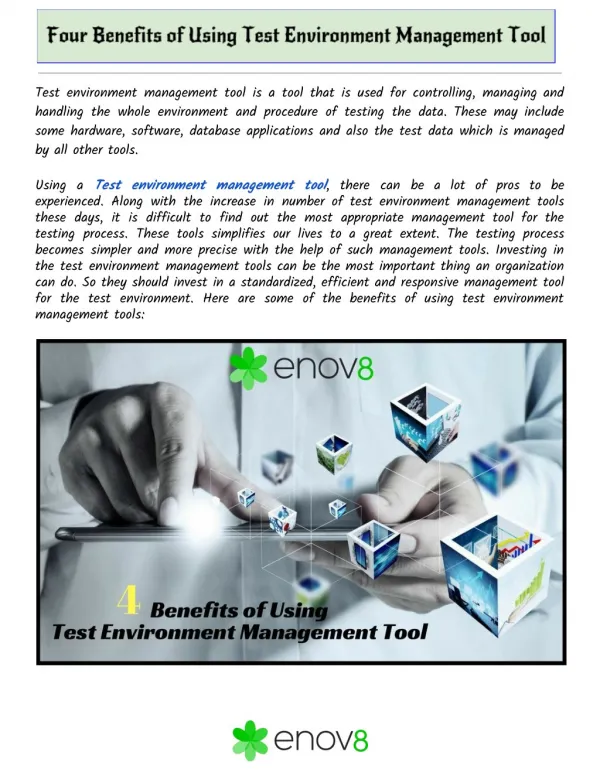 Four Benefits of Using Test Environment Management Tool