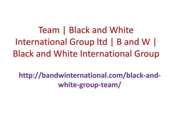 Team | Black and White International Group ltd | B and W | Black and White International Group