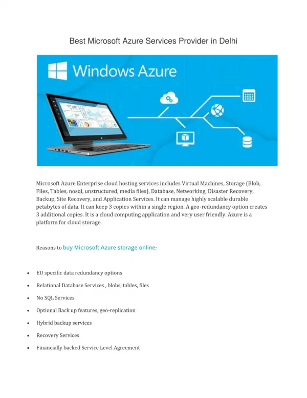 Best Microsoft Azure Services Provider in Delhi