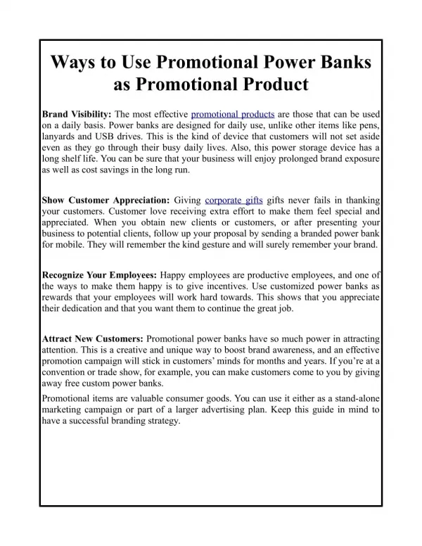 Use Promotional Products