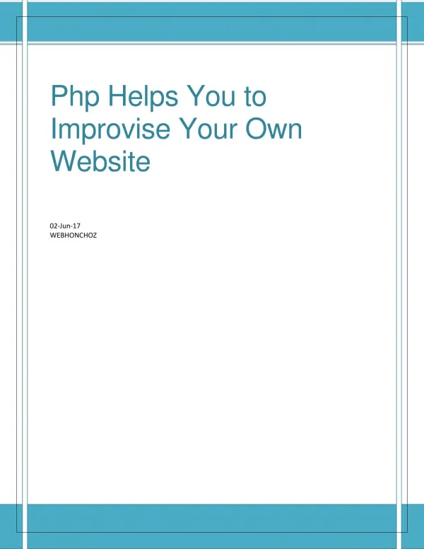 Php Helps You to Improvise Your Own Website