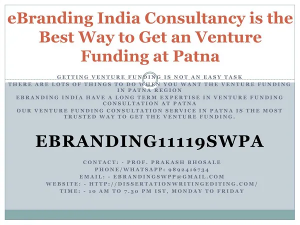 ebranding india consultancy is the best way to get an venture funding at patna