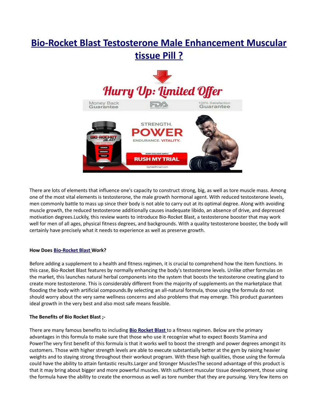 bio rocket blast testosterone male enhancement