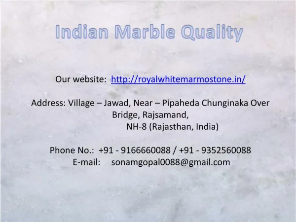 Indian Marble Quality