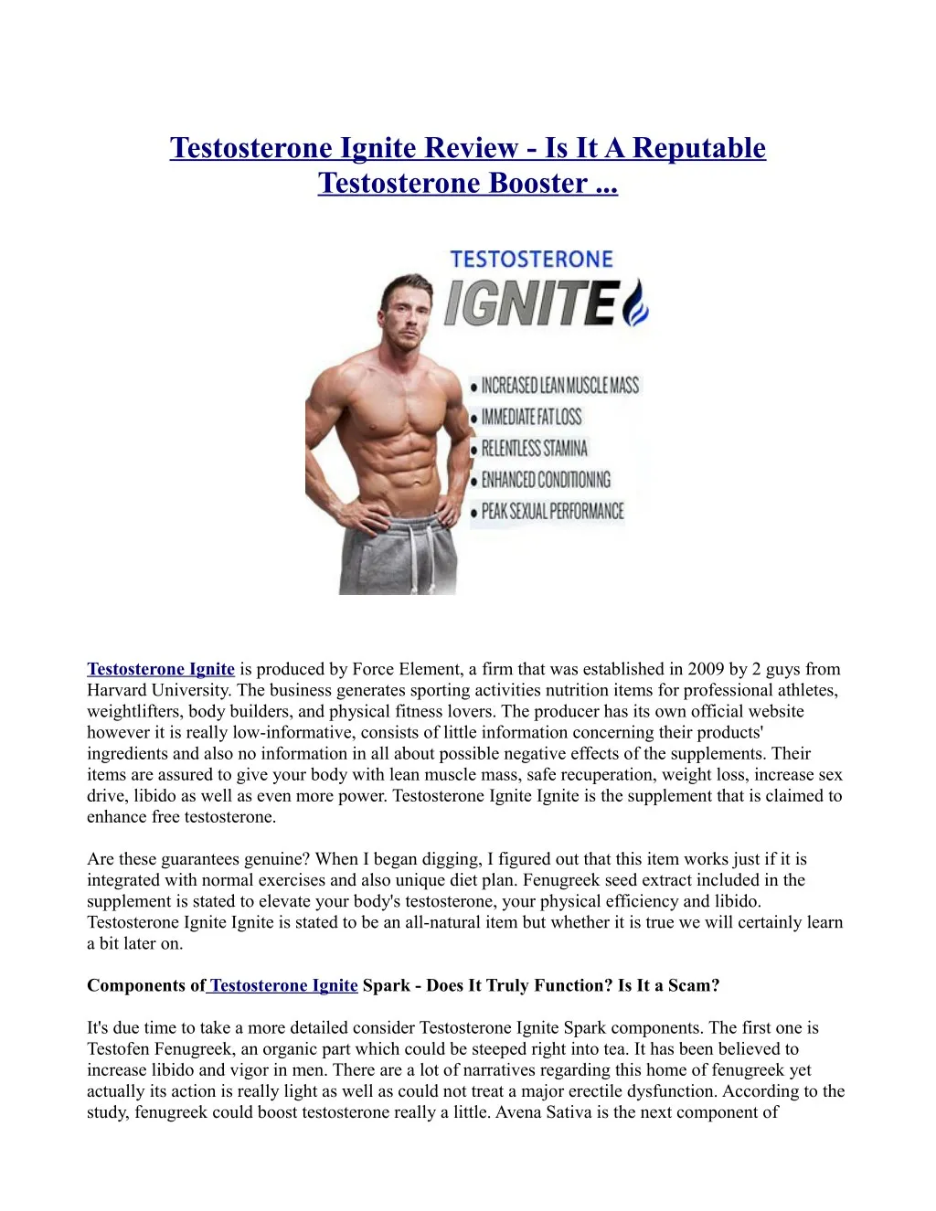 testosterone ignite review is it a reputable