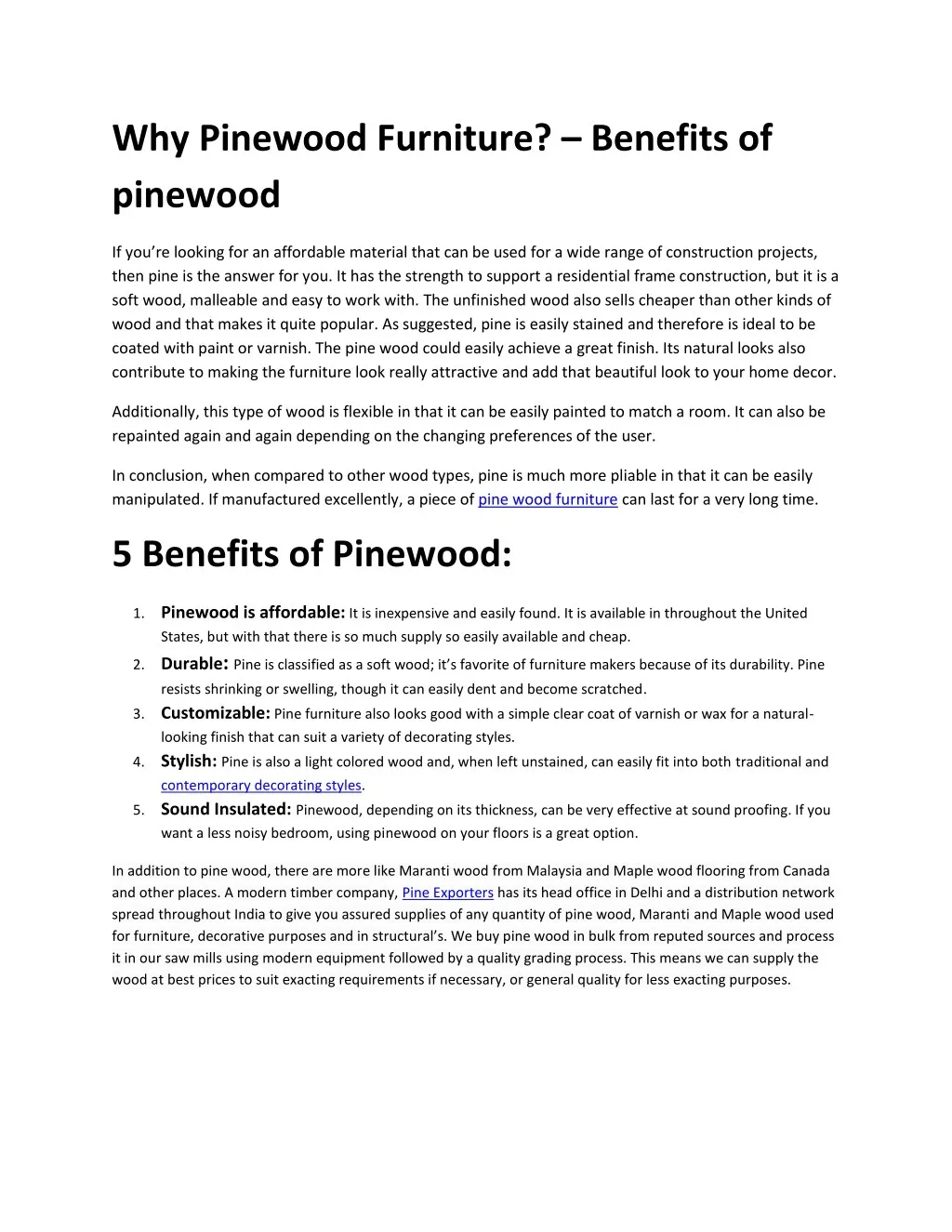 why pinewood furniture benefits of pinewood