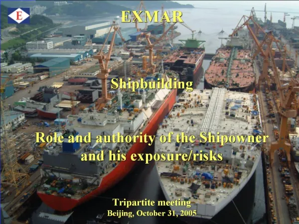 EXMAR Shipbuilding Role and authority of the Shipowner and his exposure