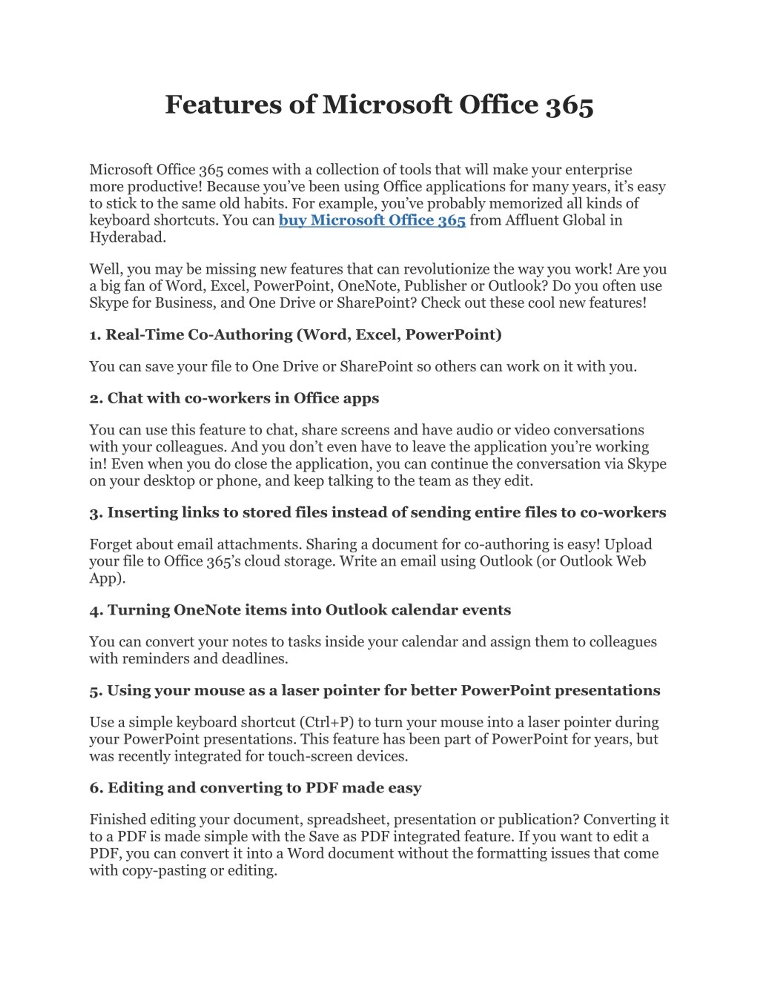 PPT - Features of Microsoft Office 365 PowerPoint Presentation, free ...
