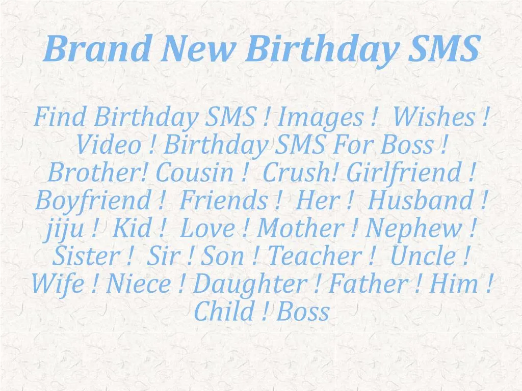 brand new birthday sms