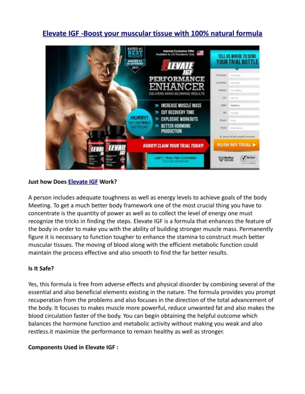 Elevate IGF Reviews - An Effective Formula To Get A Ripped Body!