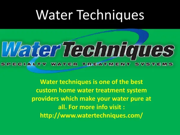 Architecturally Designed Water Treatment Systems