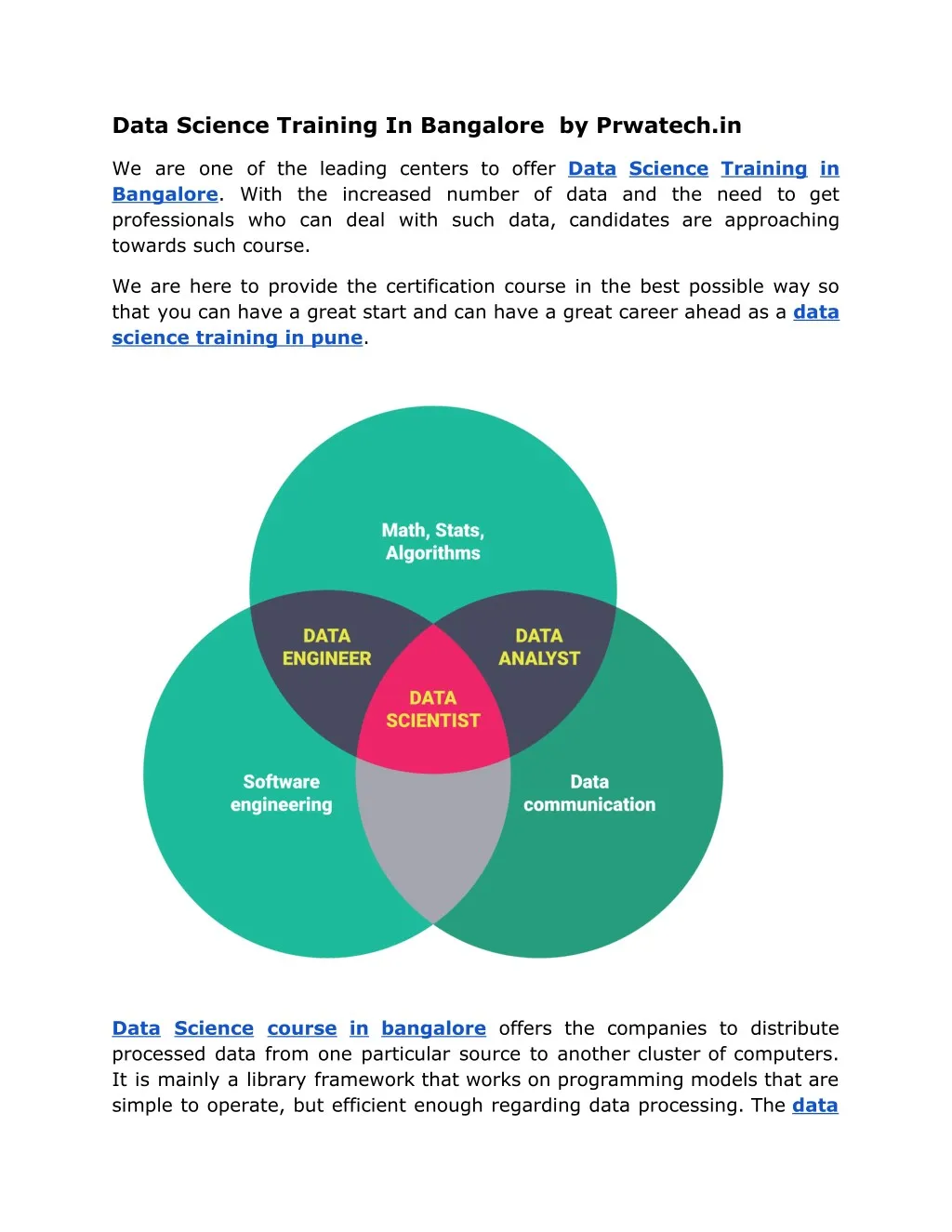 data science training in bangalore by prwatech in