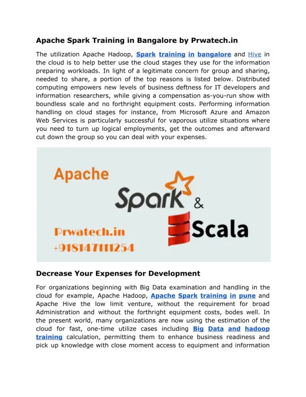 Spark Training in Bangalore prwatech.in