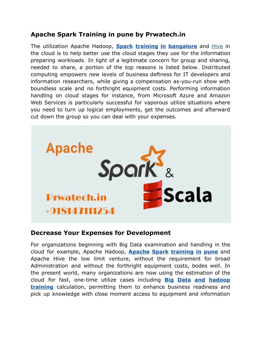apache spark training in pune by prwatech in