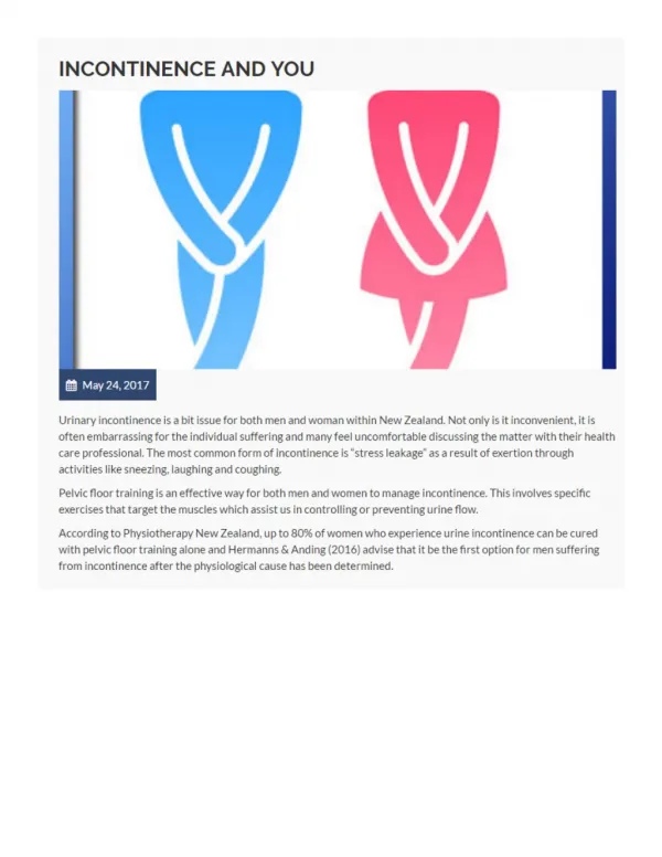 Get Best Treament Of Urinary Incontinence By Expert Physiotherapy Botany