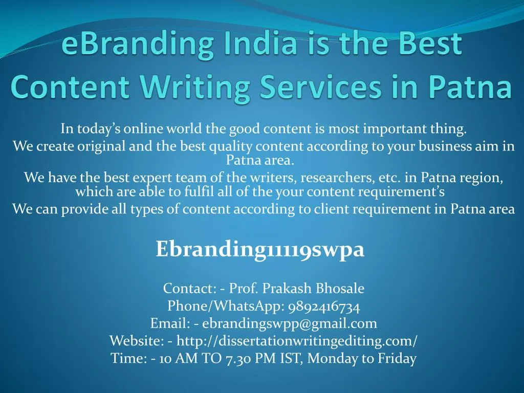 ebranding india is the best content writing services in patna