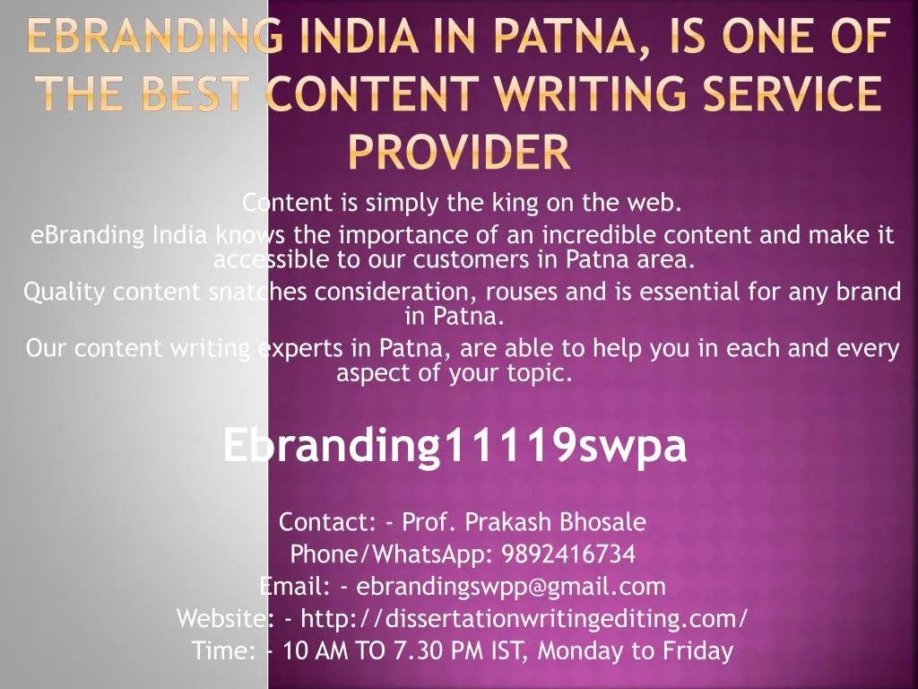 ebranding india in patna is one of the best content writing service provider