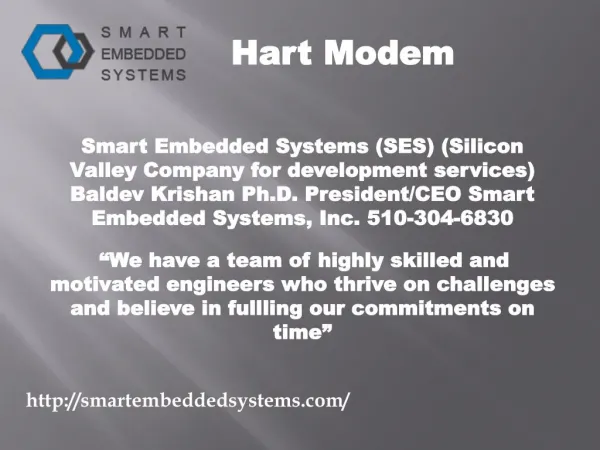 Embedded system design and services- smartembeddedsystems.com- Industrial automation devices- Modem for HART- Hart hardw