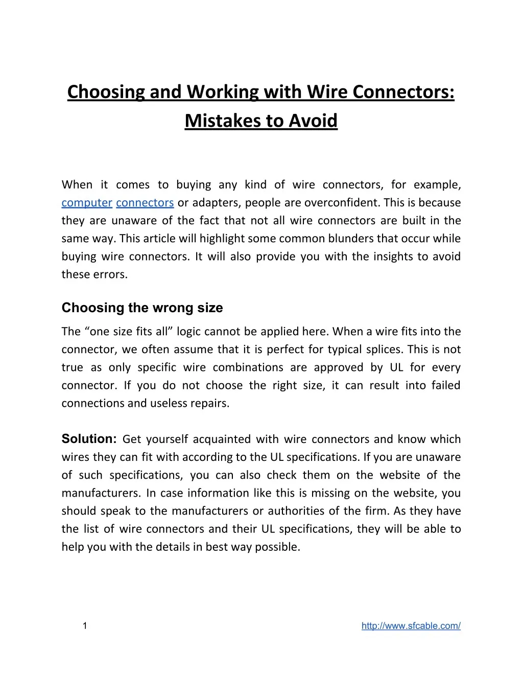 choosing and working with wire connectors