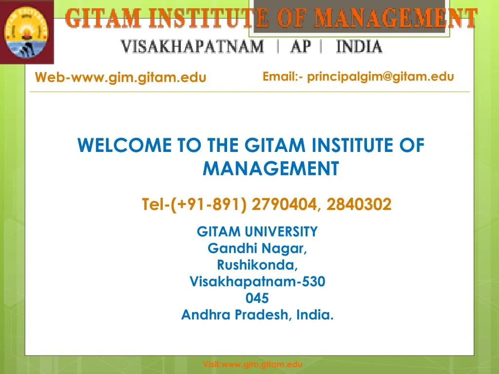 web www gim gitam edu