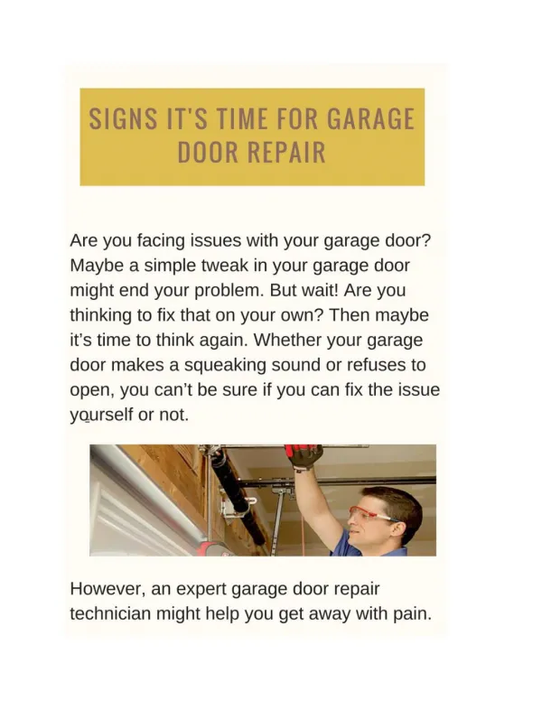 Signs It's Time for Garage Door Repair