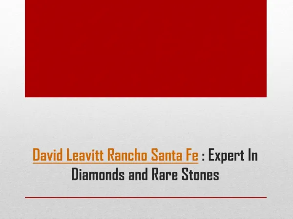 David Leavitt Rancho Santa Fe - Expert In Diamonds and Rare Stones