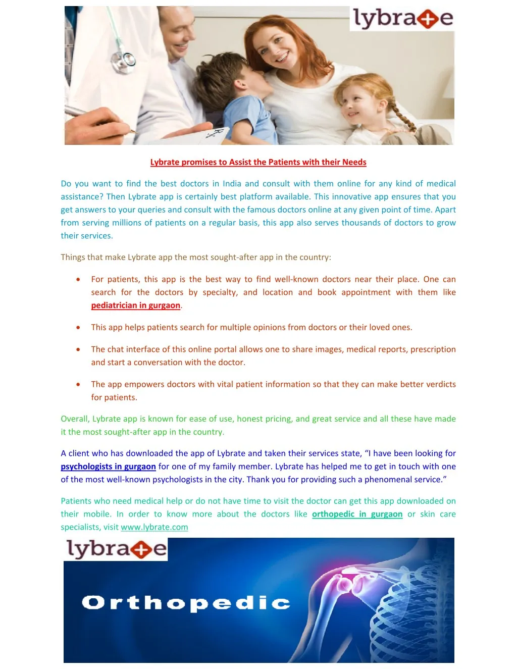 lybrate promises to assist the patients with