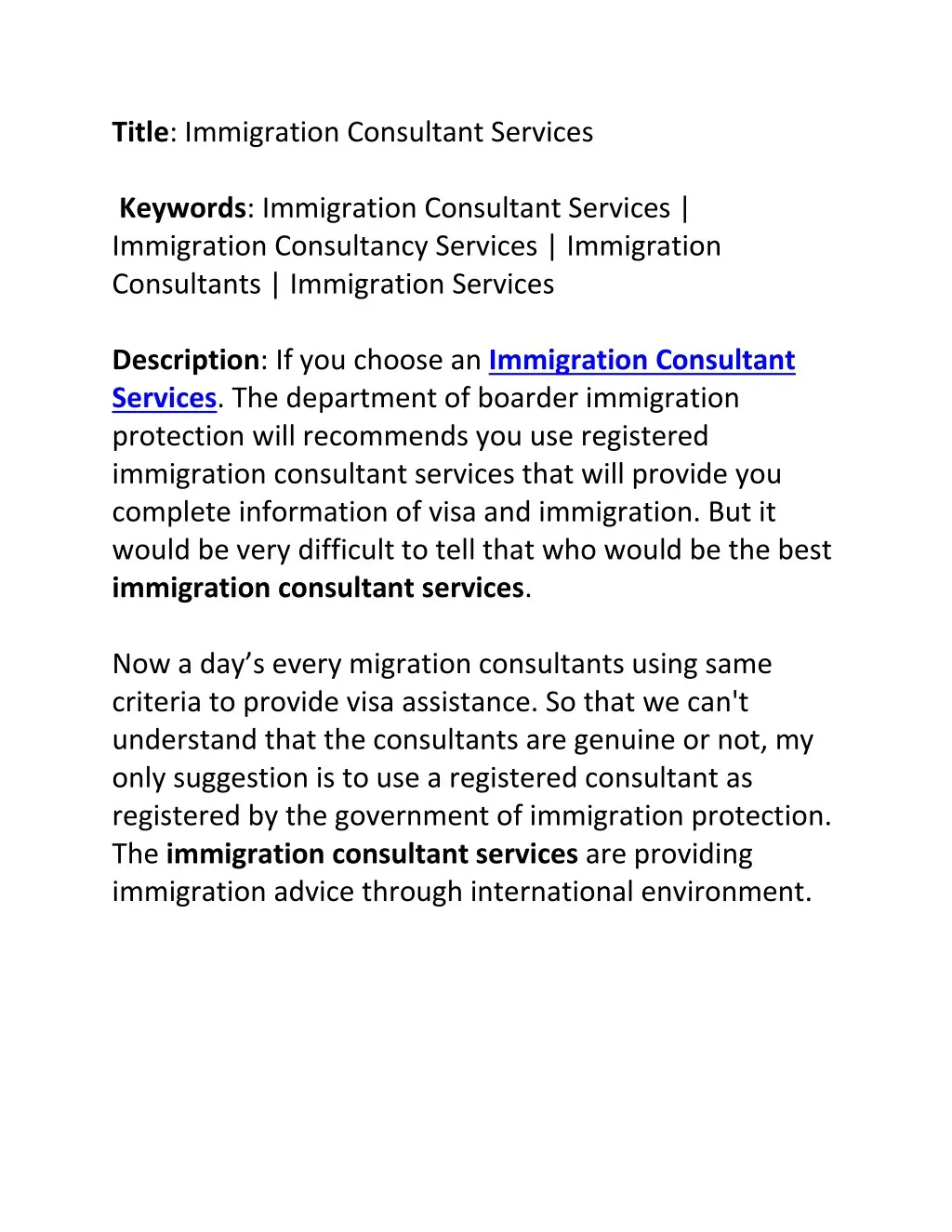 title immigration consultant services keywords