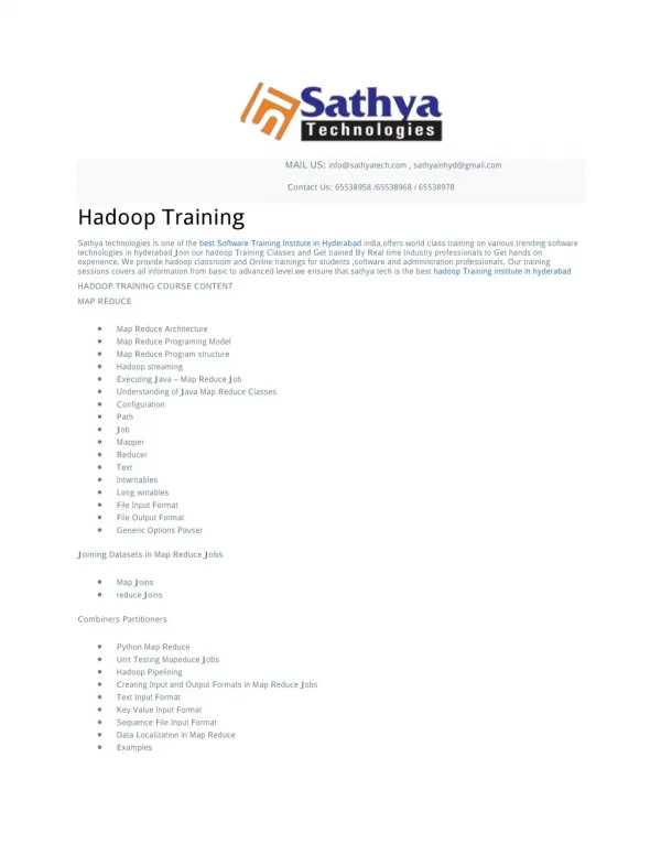 mail us info@sathyatech com sathyainhyd@gmail com