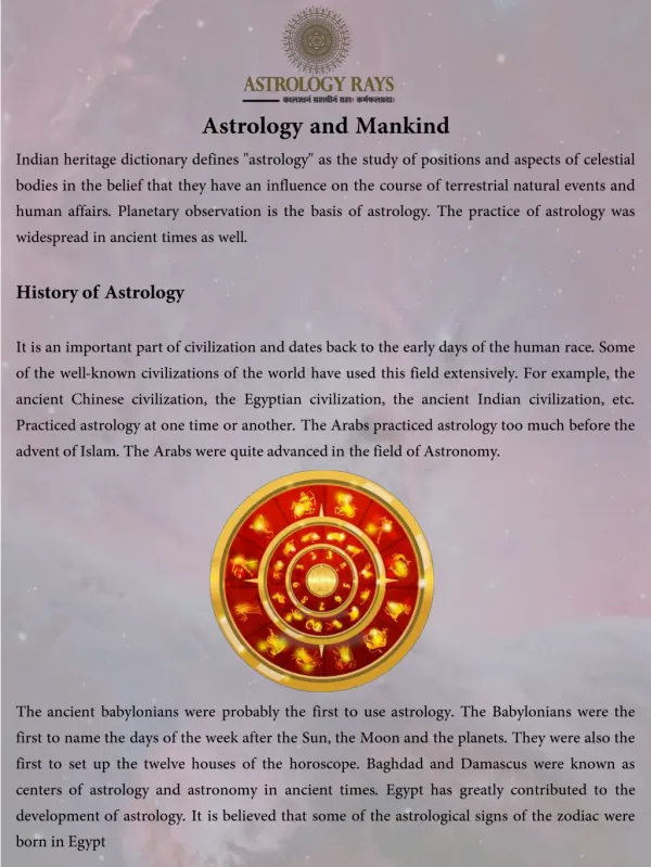 Astrology and Mankind - AstrologyRays