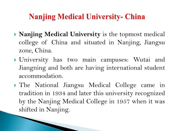 Nanjing Medical University- China