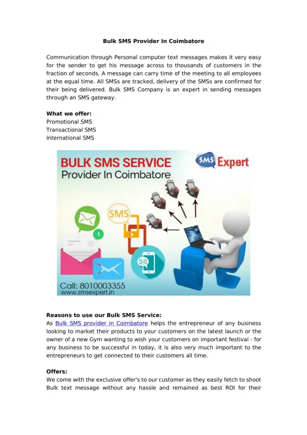 Bulk SMS Service Provider In Coimbatore