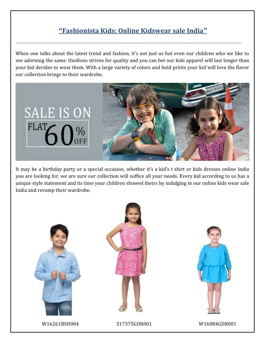 fashionista kids online kidswear sale india