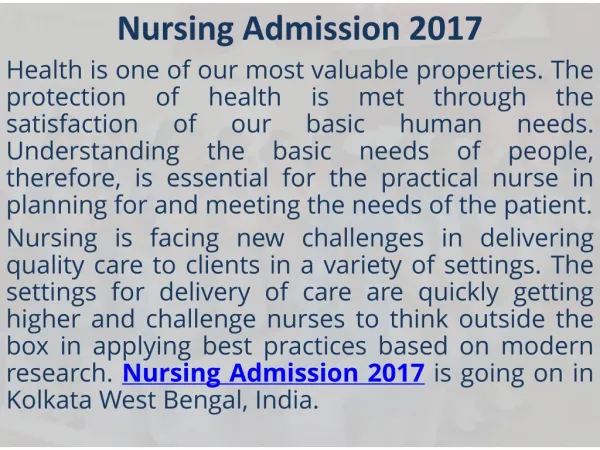 GNM Nursing Admission 2017