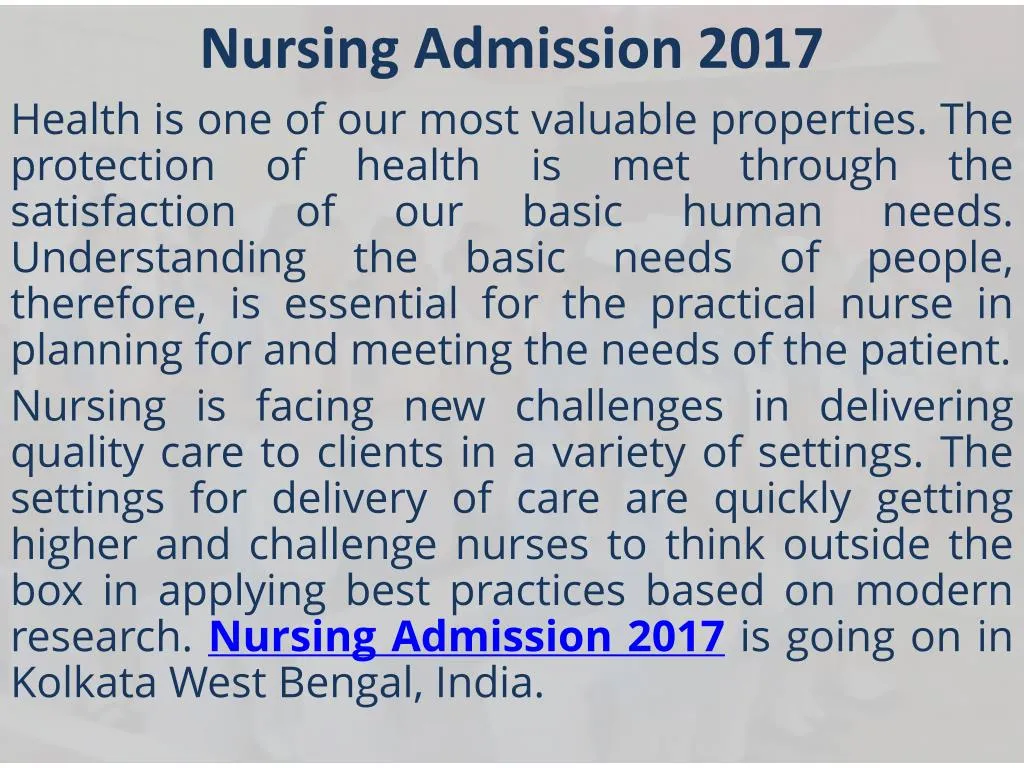 nursing admission 2017