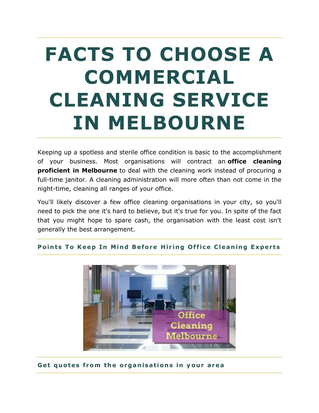 facts to choose a commercial cleaning service