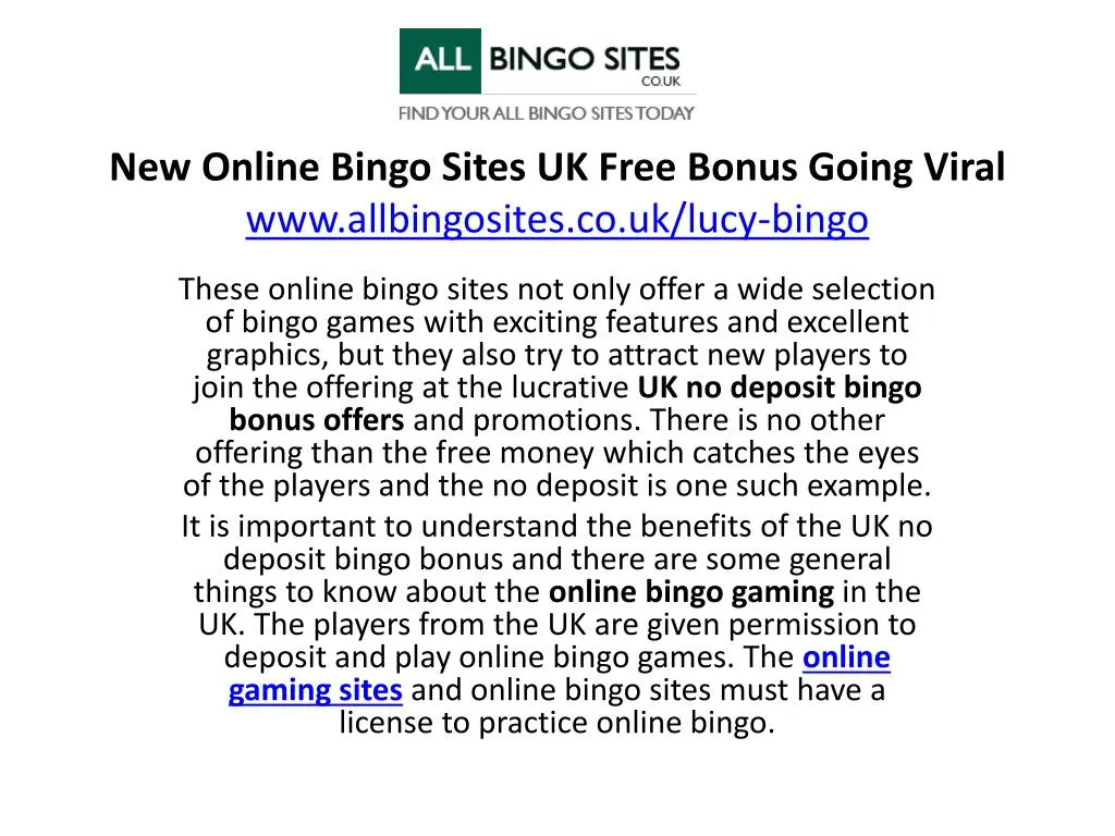 new online bingo sites uk free bonus going viral www allbingosites co uk lucy bingo