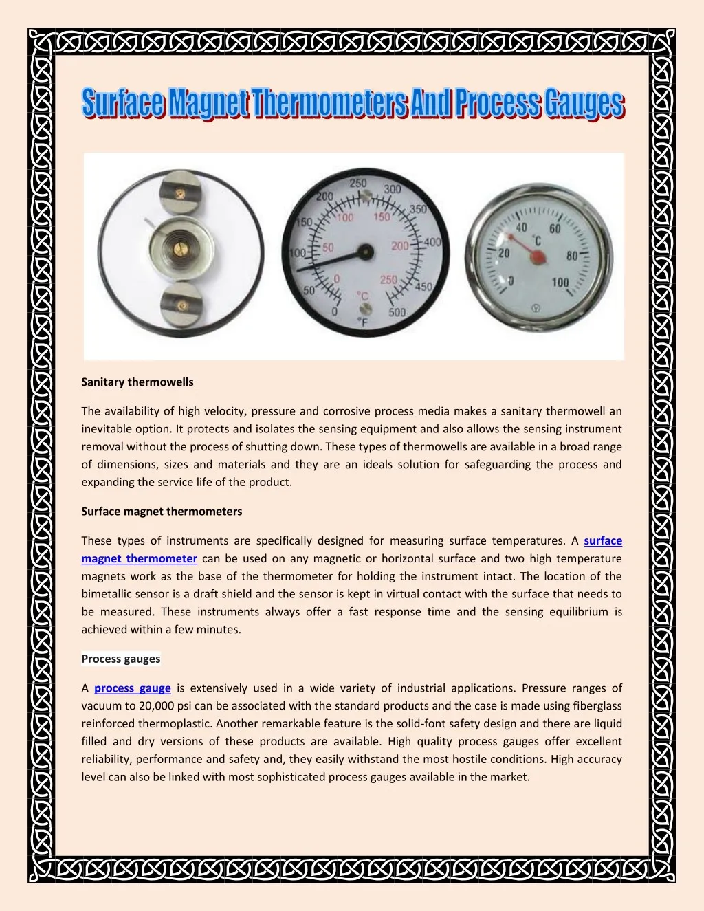 sanitary thermowells