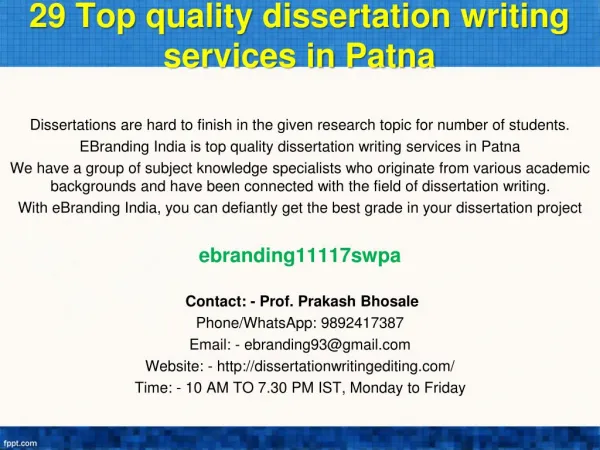 29 Top quality dissertation writing services in Patna