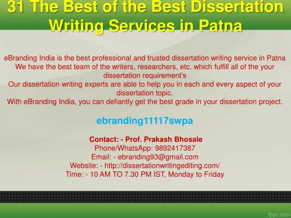 31 The Best of the Best Dissertation Writing Services in Patna