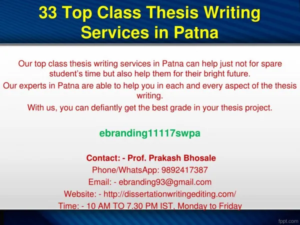 33 Top Class Thesis Writing Services in Patna