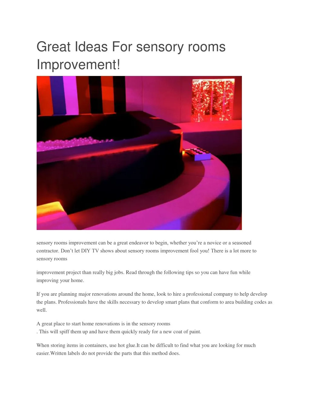 great ideas for sensory rooms improvement